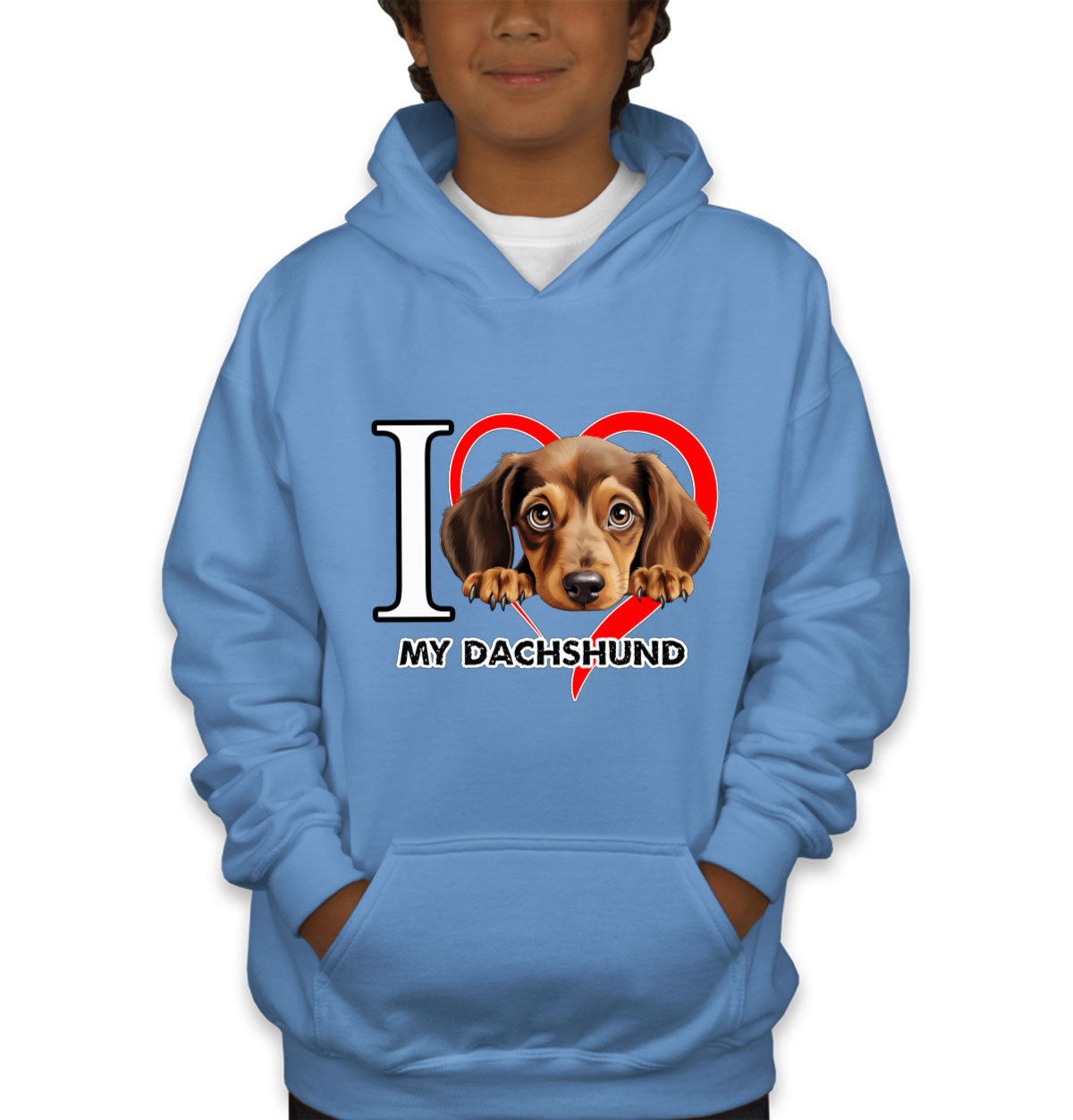 I Love My Dachshund Dog Youth Hoodie