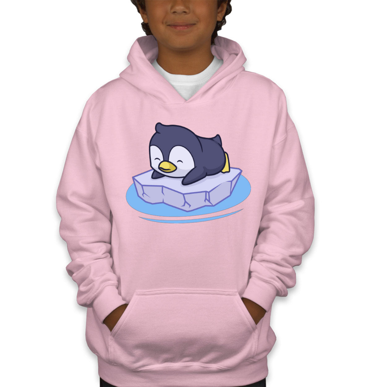 Penguin On Ice Block Youth Hoodie