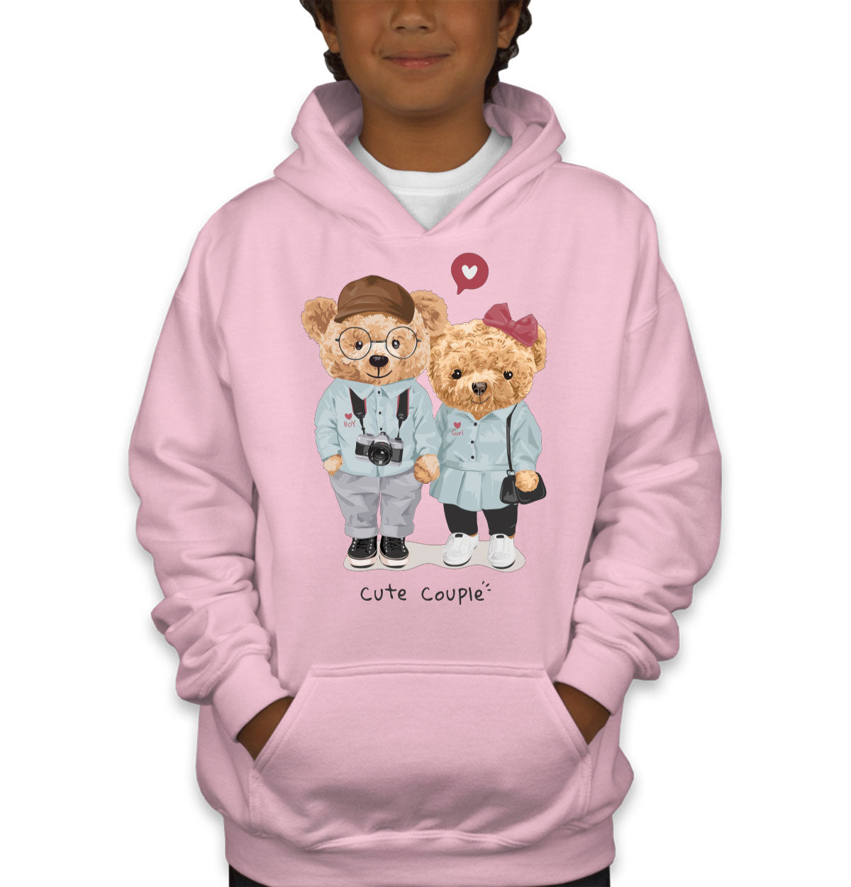 Teddy Bear Cute Couple Youth Hoodie