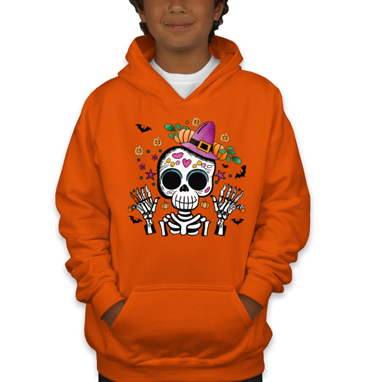 Cute Skeleton Halloween Youth Hoodie