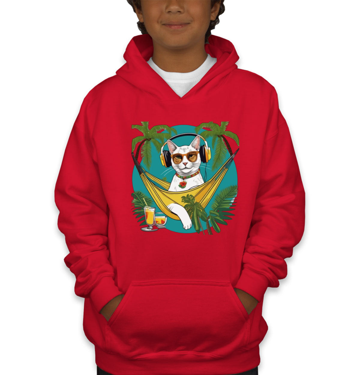 Cat On Vacation Youth Hoodie