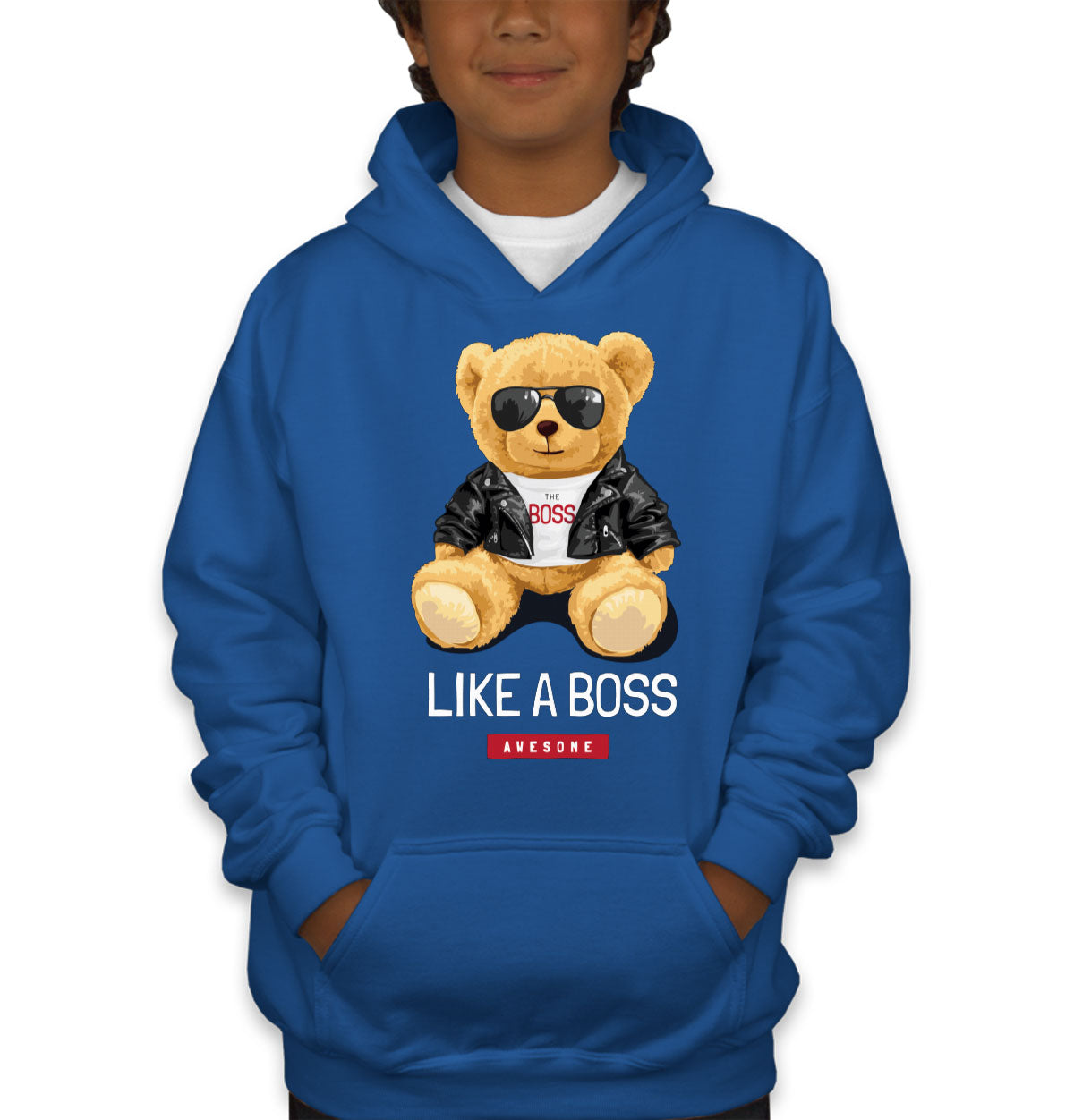 Teddy Bear Like A Boss Youth Hoodie