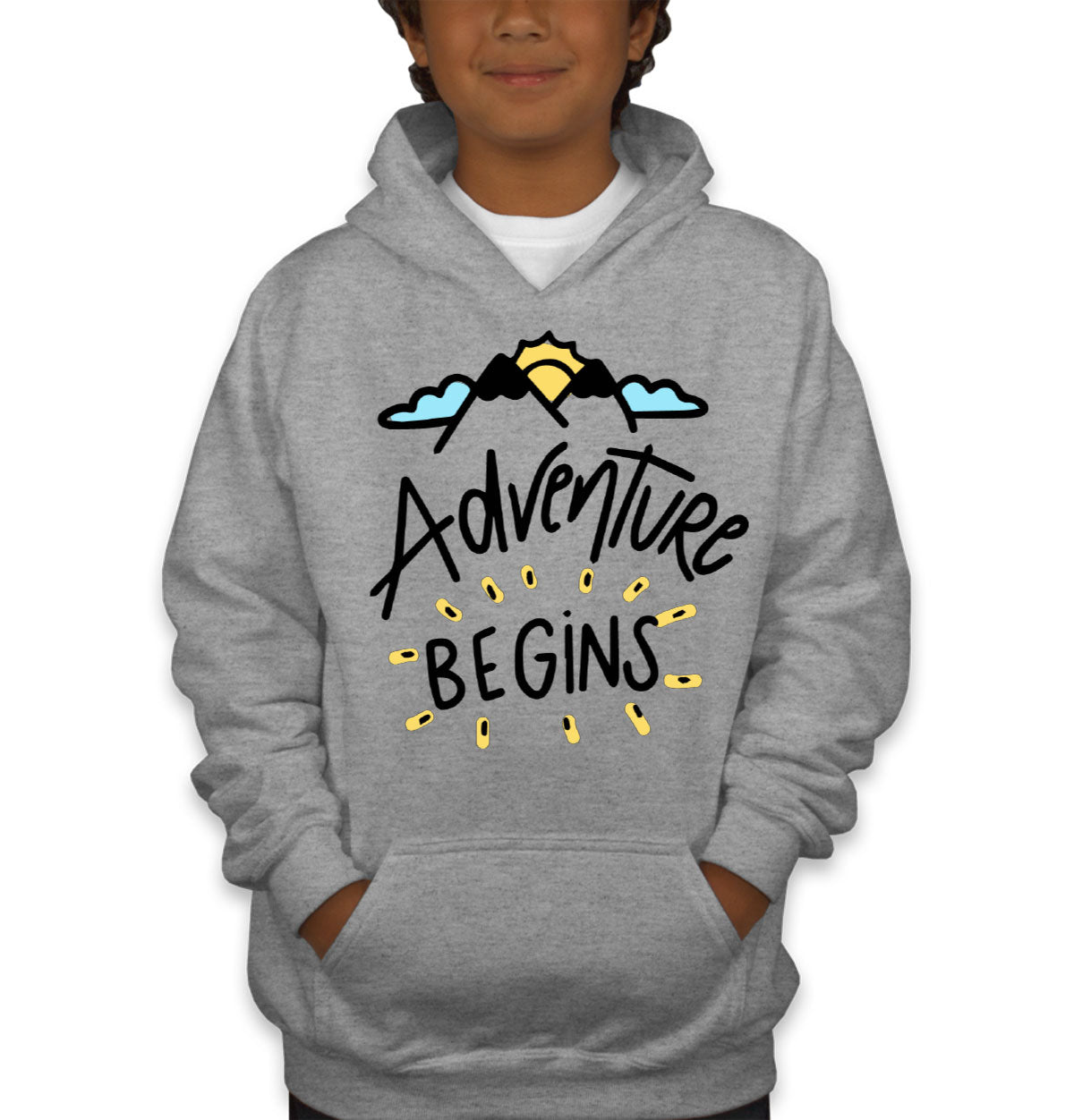 Adventure Begins Camping Youth Hoodie