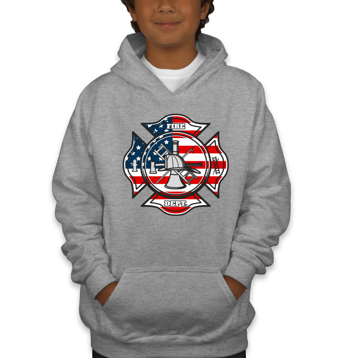 Fire Department American Flag Pattern Youth Hoodie