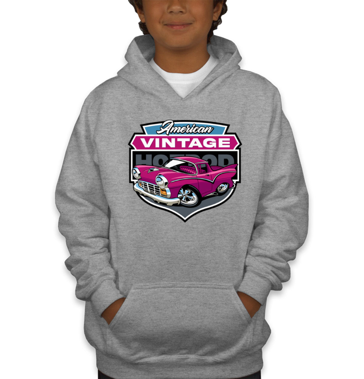 American Vintage Hotrod Car Youth Hoodie