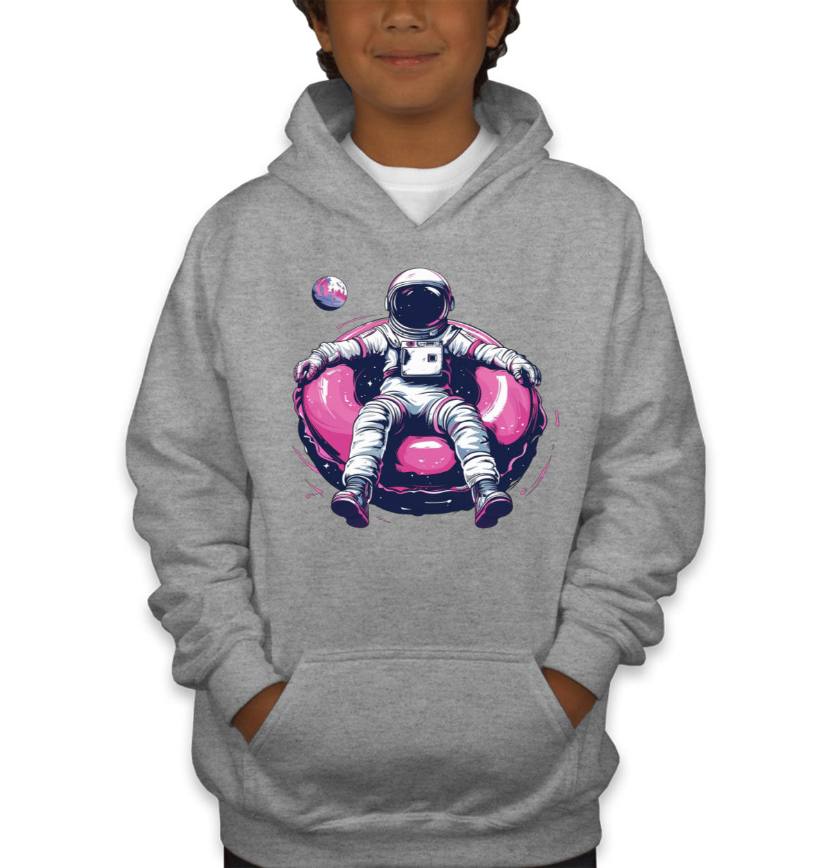 Astronaut On A Pink Float Youth Hoodie