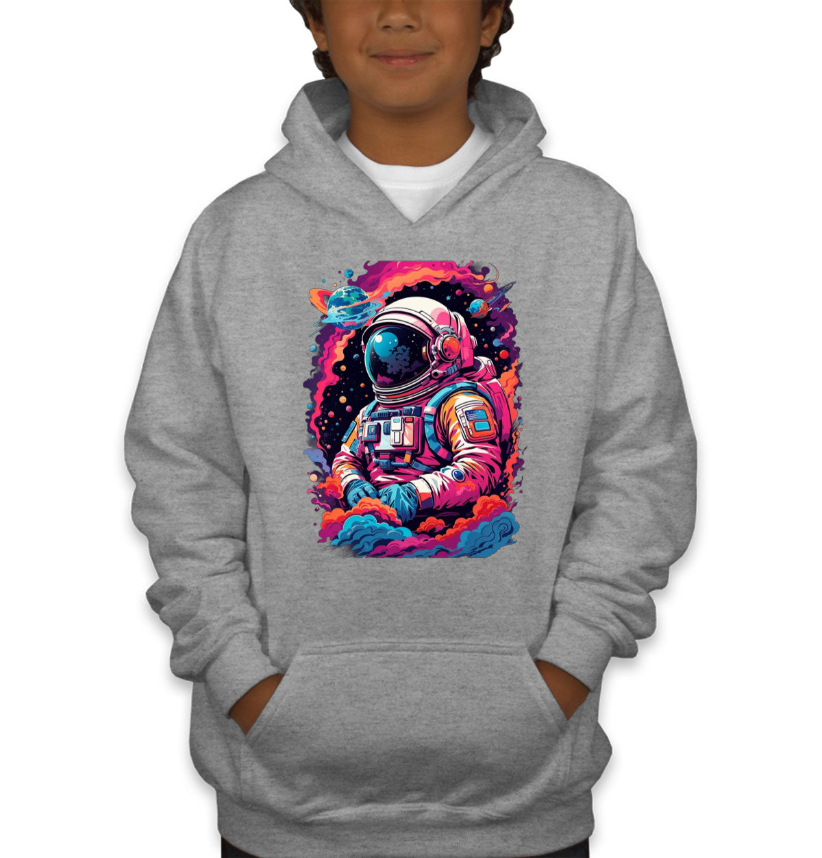 Illustration Colorful Astronaut in the Galaxy Youth Hoodie