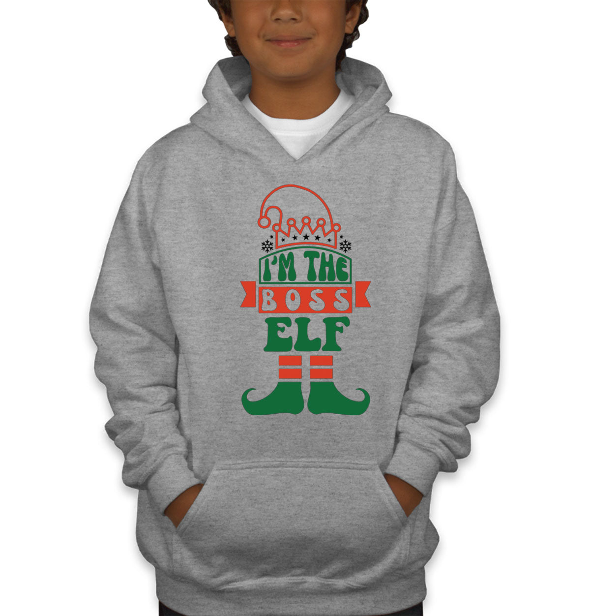 I'm The Boss Elf Christmas Youth Hoodie