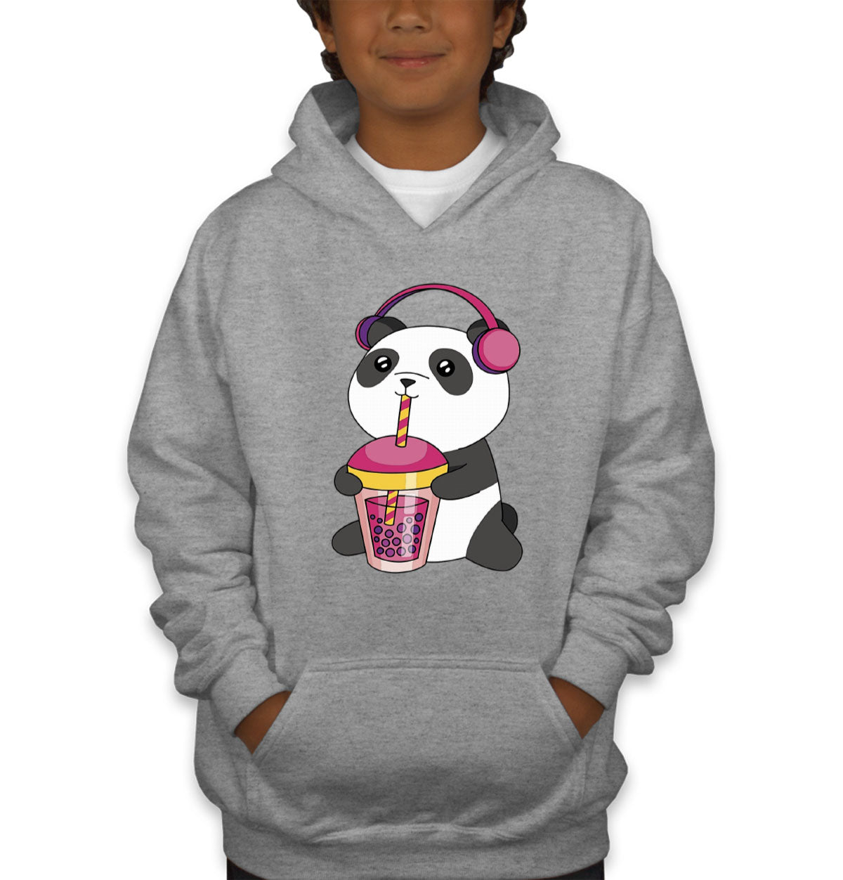 Panda Drinking Bubble Tea Youth Hoodie