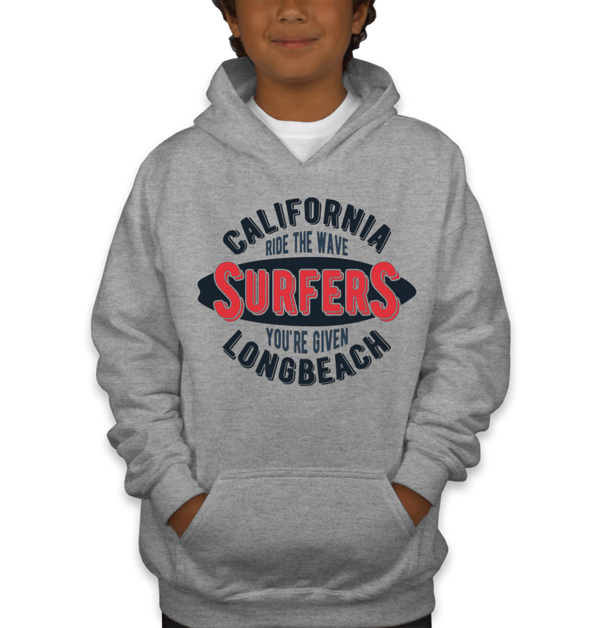California Ride The Wave Surfers You're Given Long Beach Youth Hoodie