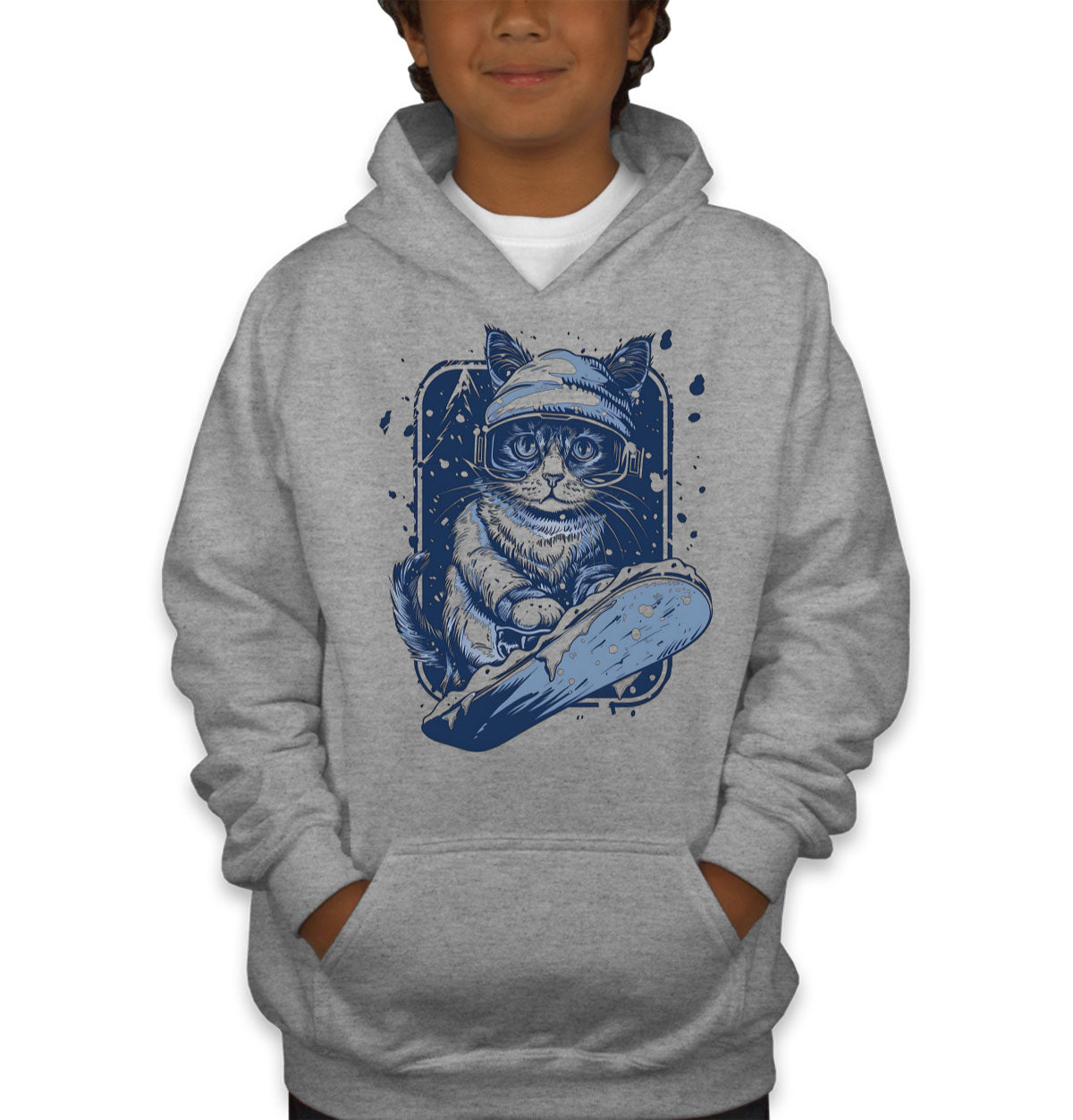 Snowboarding Cat Youth Hoodie