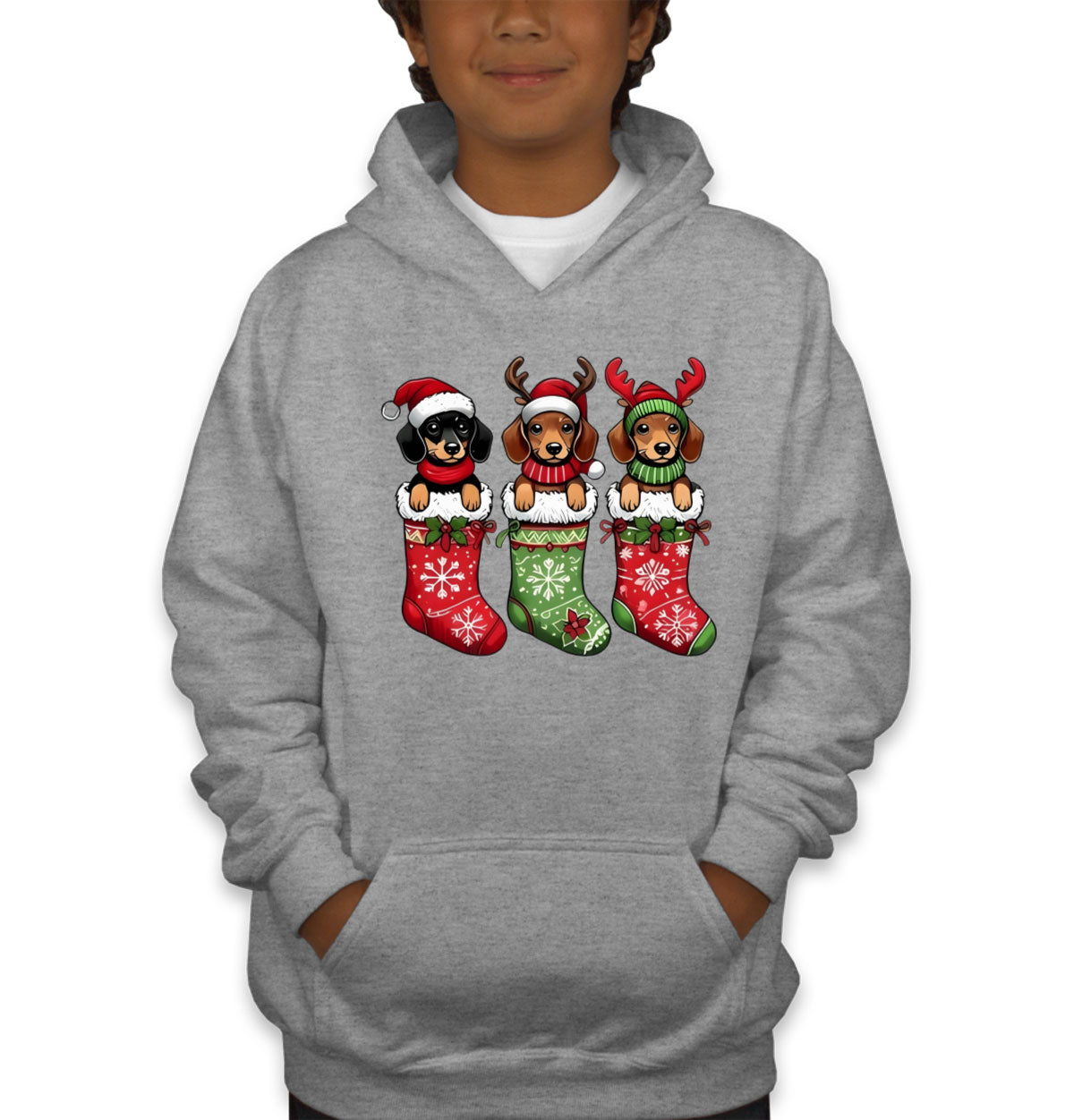 Dogs In Christmas Stockings Youth Hoodie