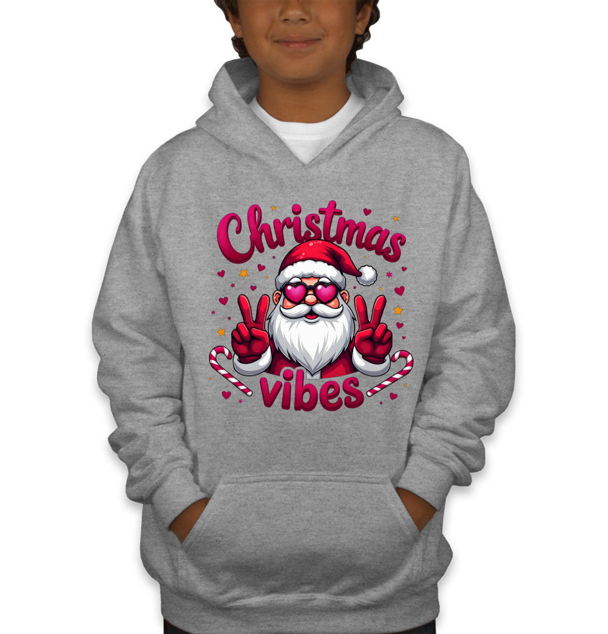 Santa Christmas Vibes Youth Hoodie