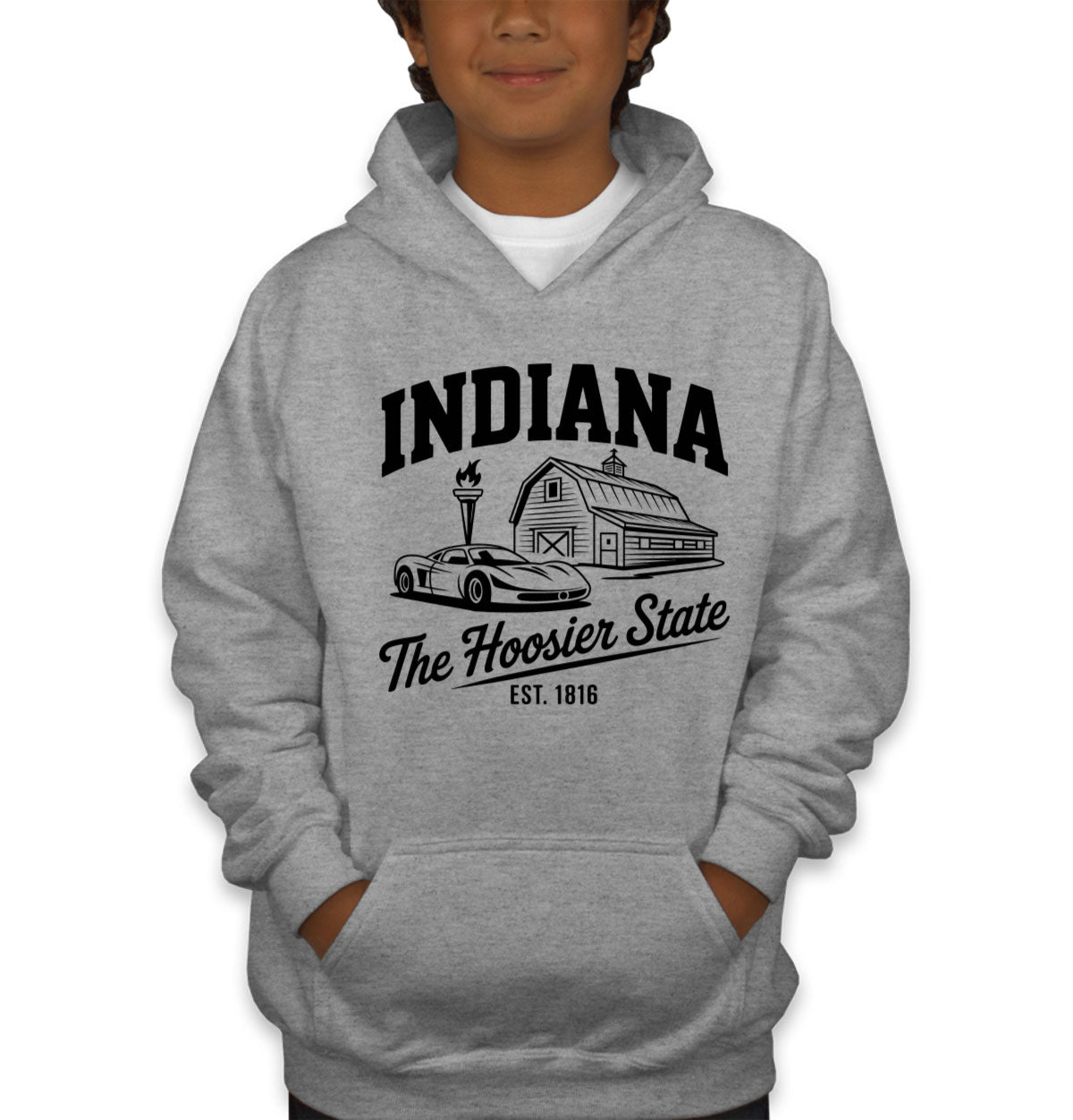 Indiana Cityscape Illustration The Hoosier State Youth Hoodie