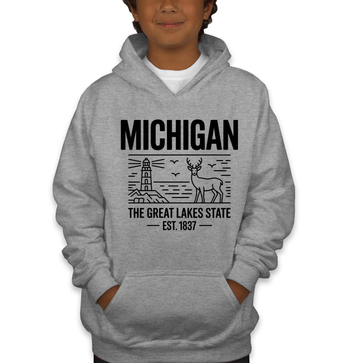 Michigan Cityscape Illustration The Great Lakes State Youth Hoodie