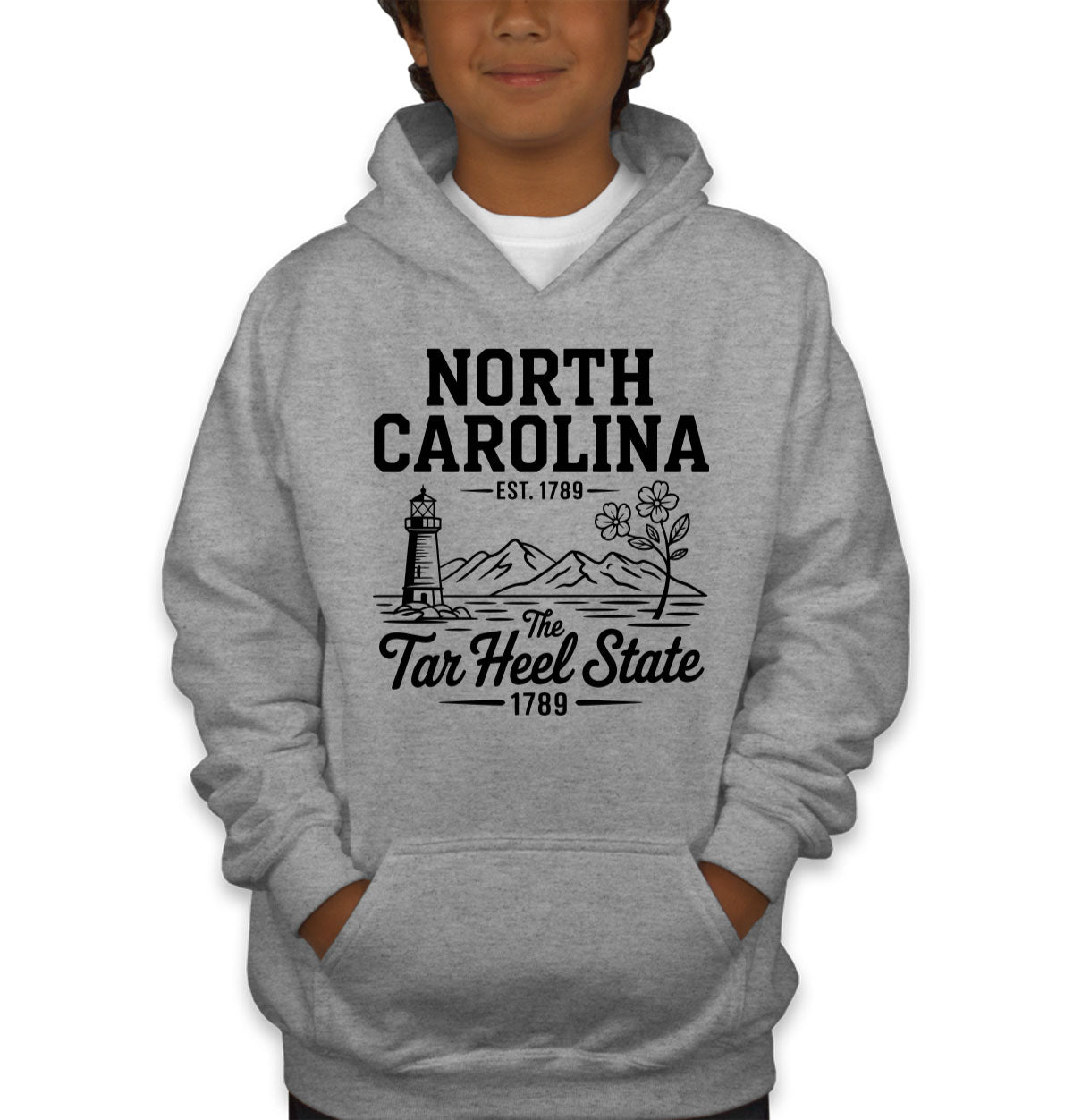 North Carolina Cityscape Illustration The Tar Heel State Youth Hoodie