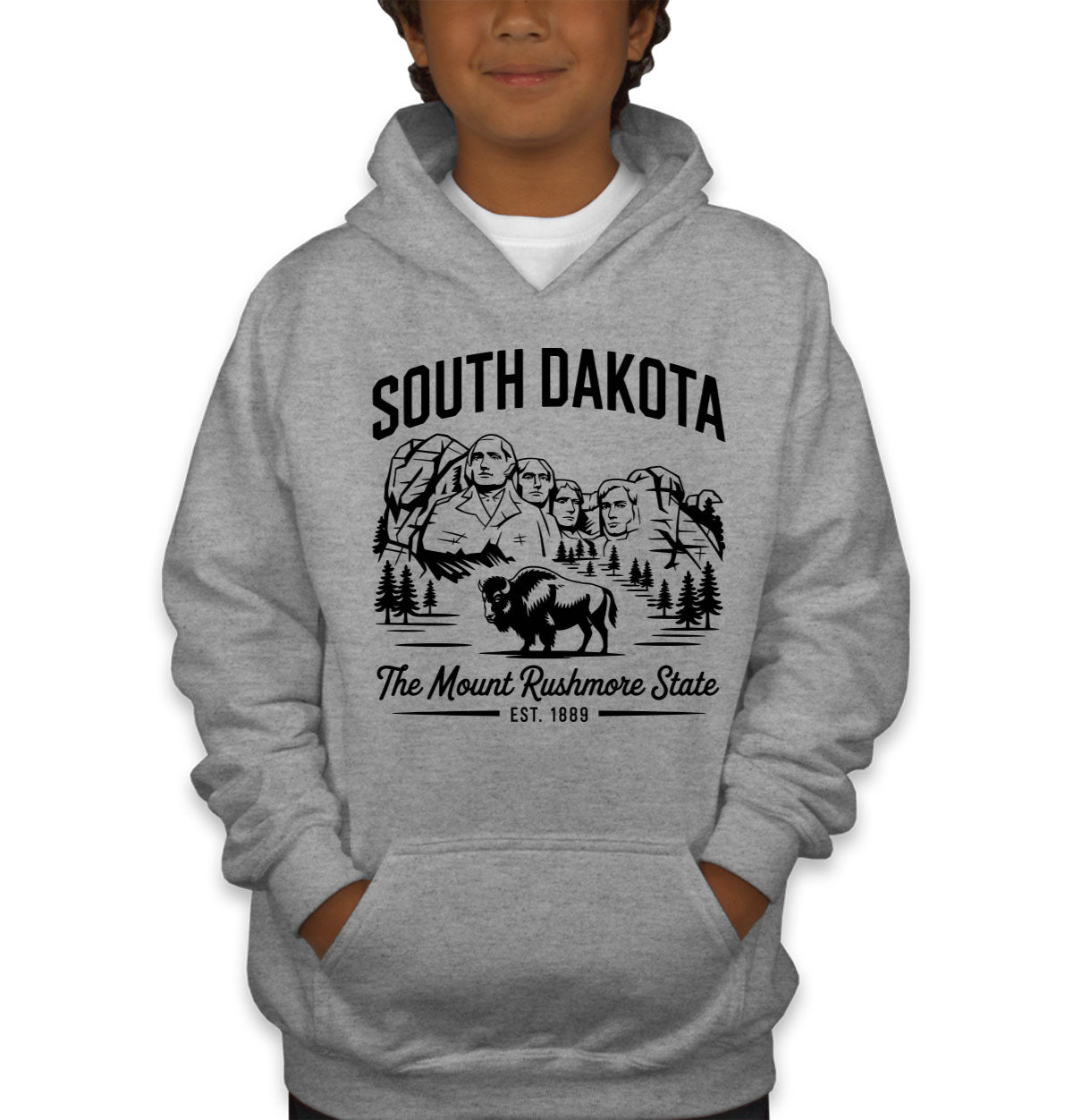 South Dakota Cityscape Illustration The Mount Rushmore State Youth Hoodie