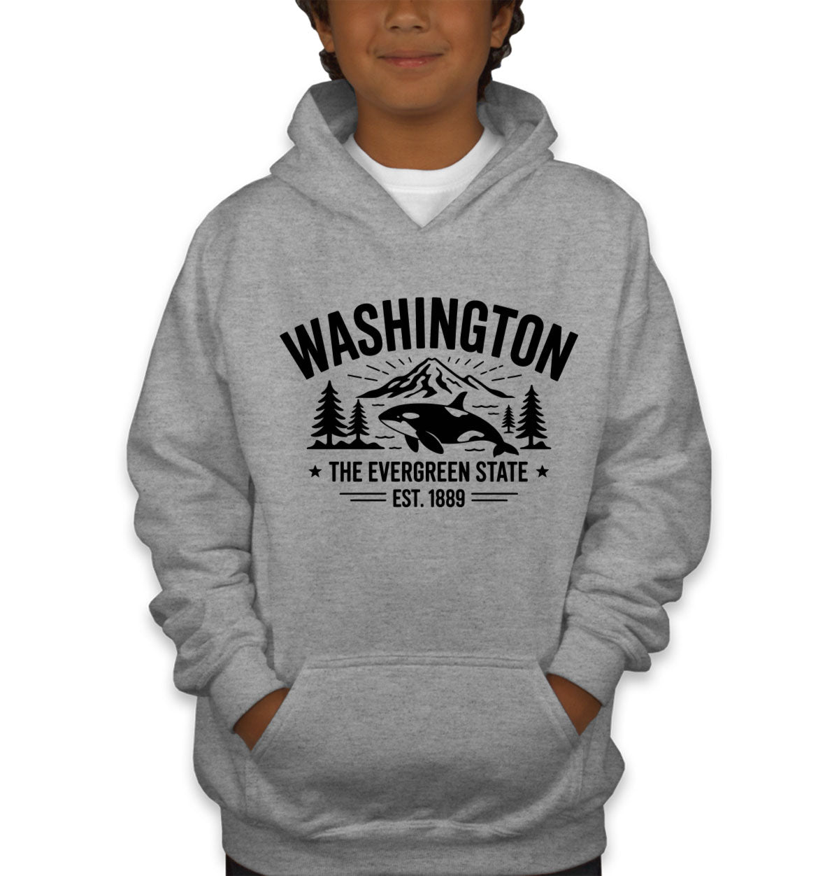 Washington Cityscape Illustration The Evergreen State Youth Hoodie