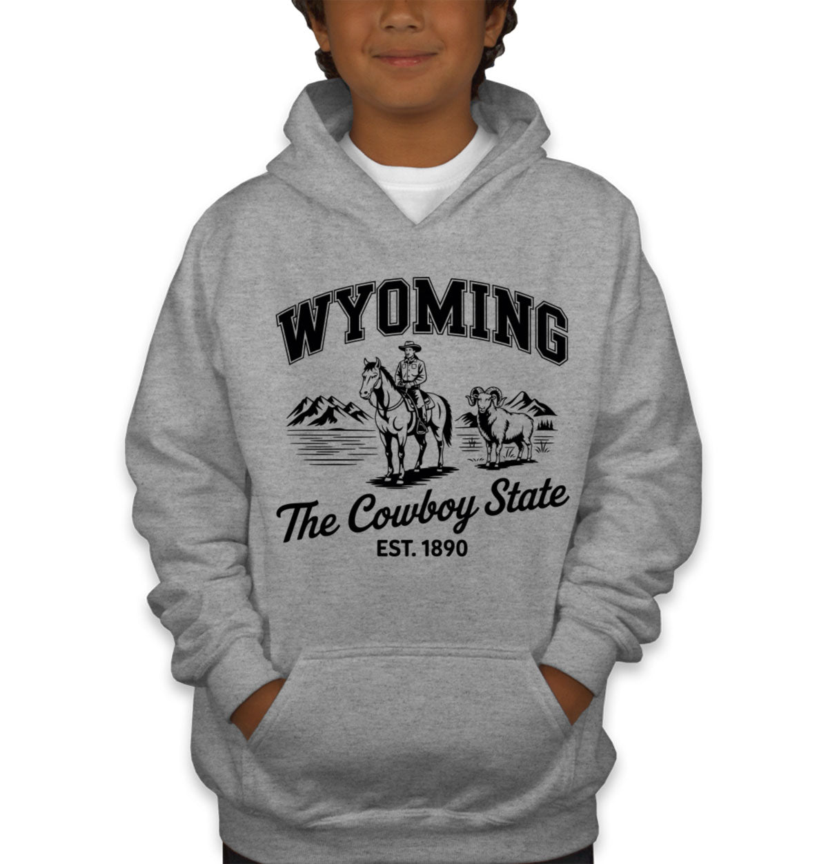 Wyoming Cityscape Illustration The Cowboy State Youth Hoodie