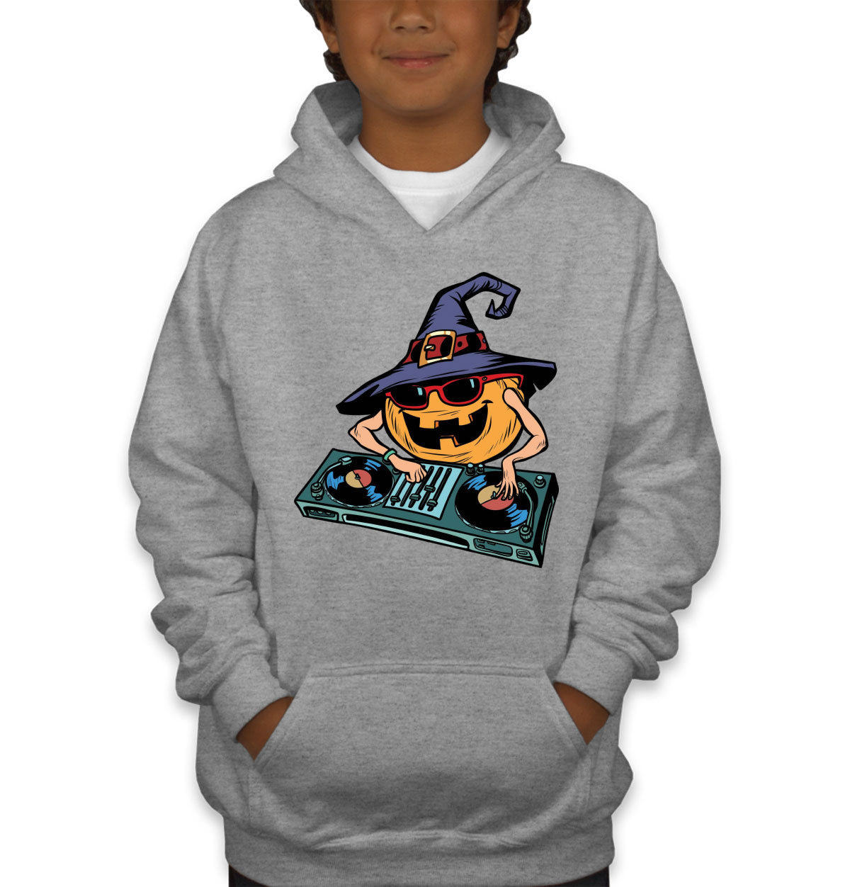 DJ Pumpkin Halloween Youth Hoodie