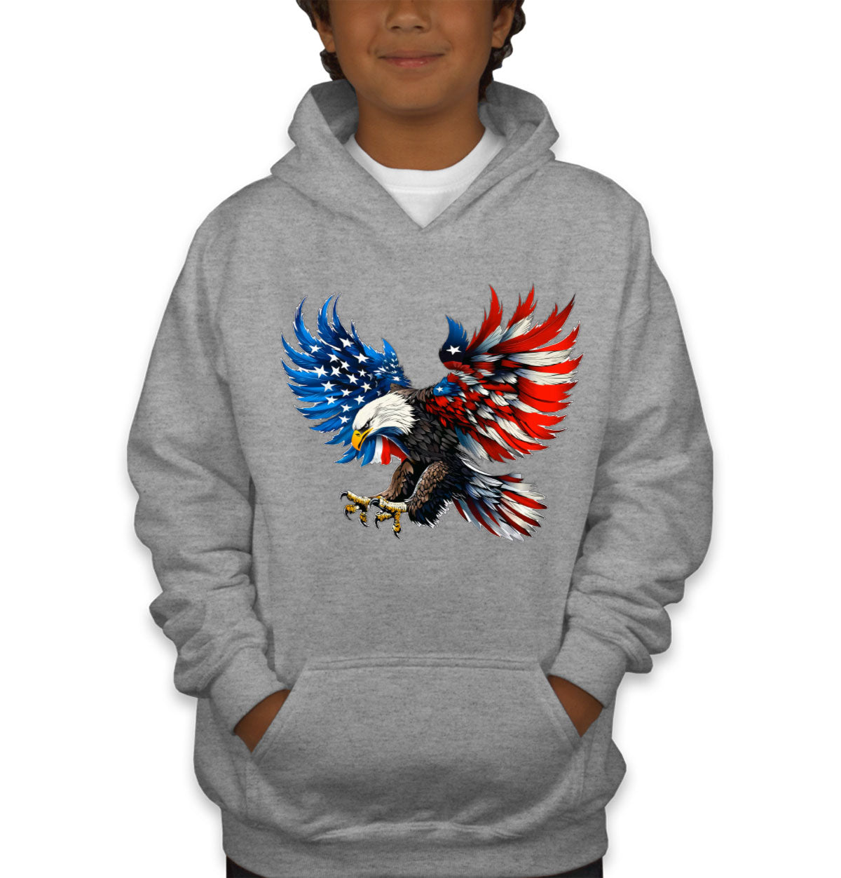 American Eagle Flag Independence Day Patriotic Youth Hoodie