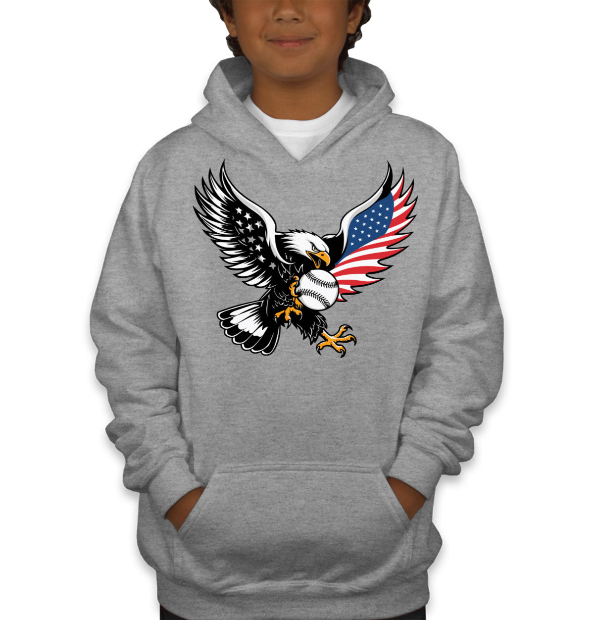 American Eagle Catching Baseball Youth Hoodie