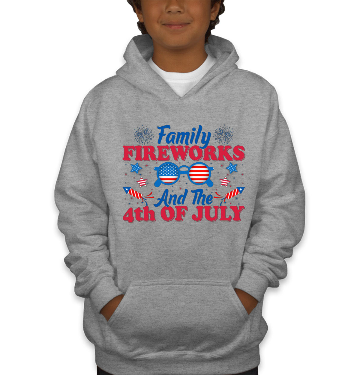 Family Fireworks And The 4th Of July Independence Day Patriotic Youth Hoodie