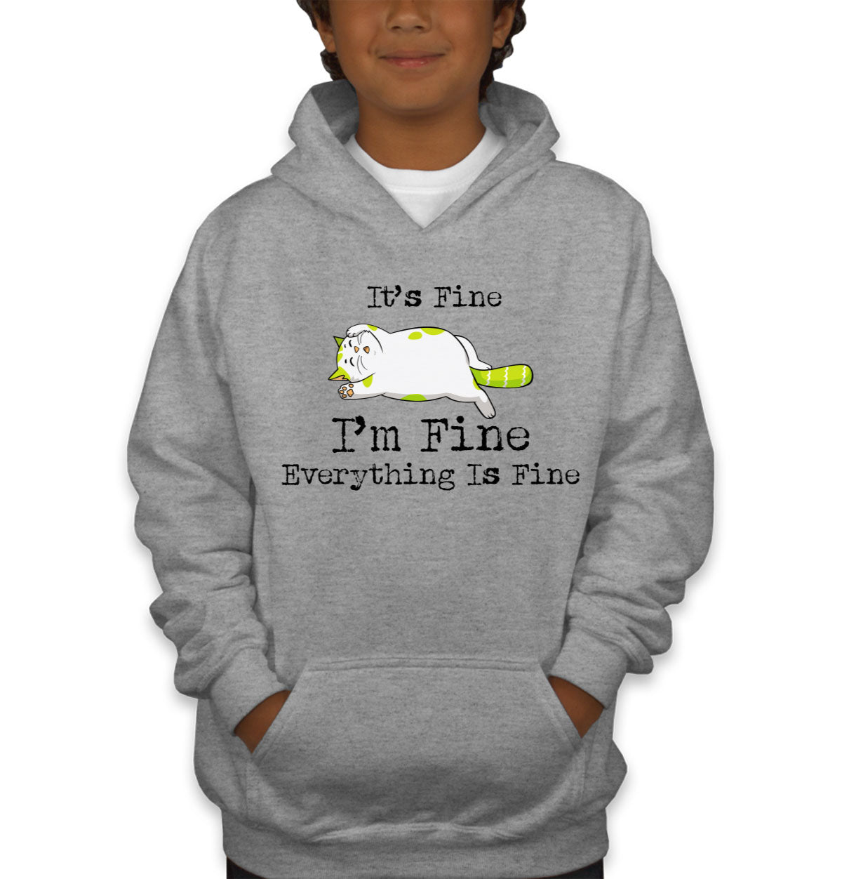 It's Fine I'm Fine Everything Is Fine Cat Youth Hoodie