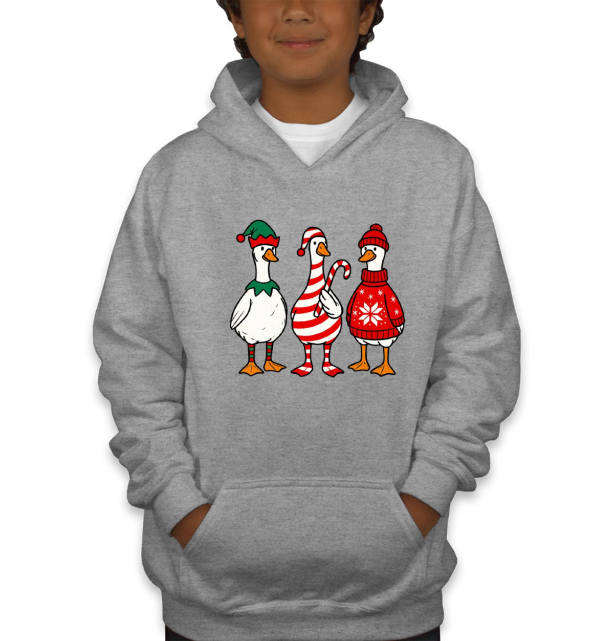 Funny Christmas Gooses Youth Hoodie