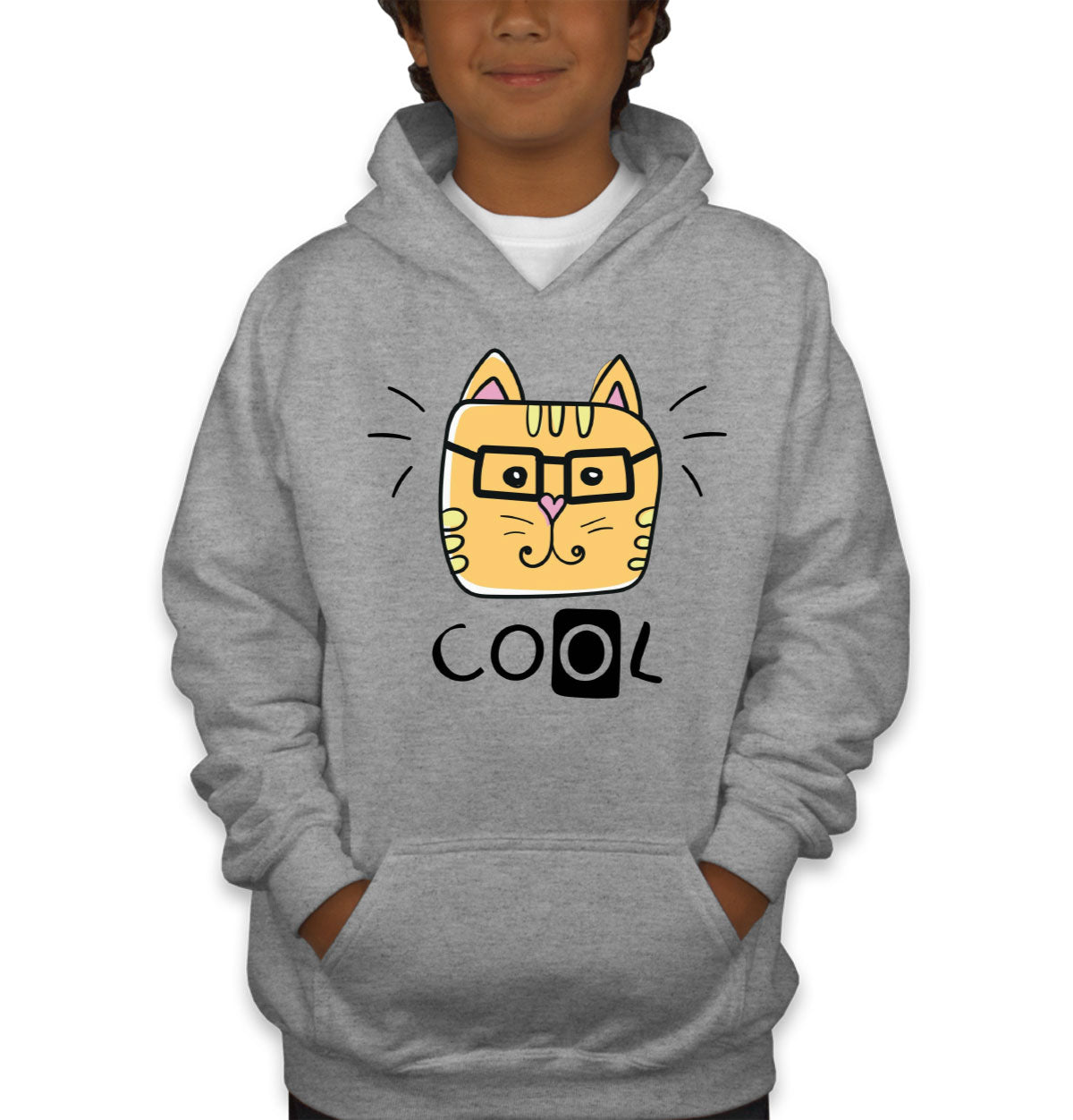 Handdrawing Cool Cat Youth Hoodie