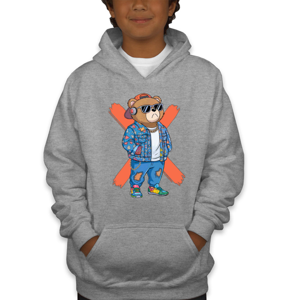 Hipster Teddy Bear Youth Hoodie
