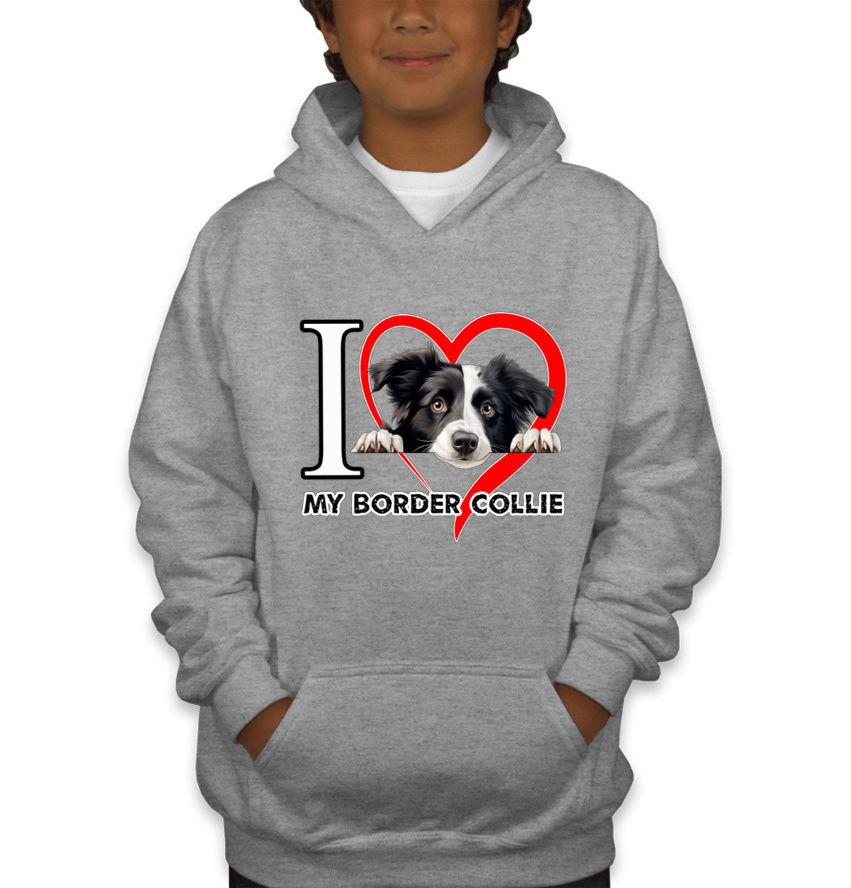 I Love My Border Collie Dog Youth Hoodie