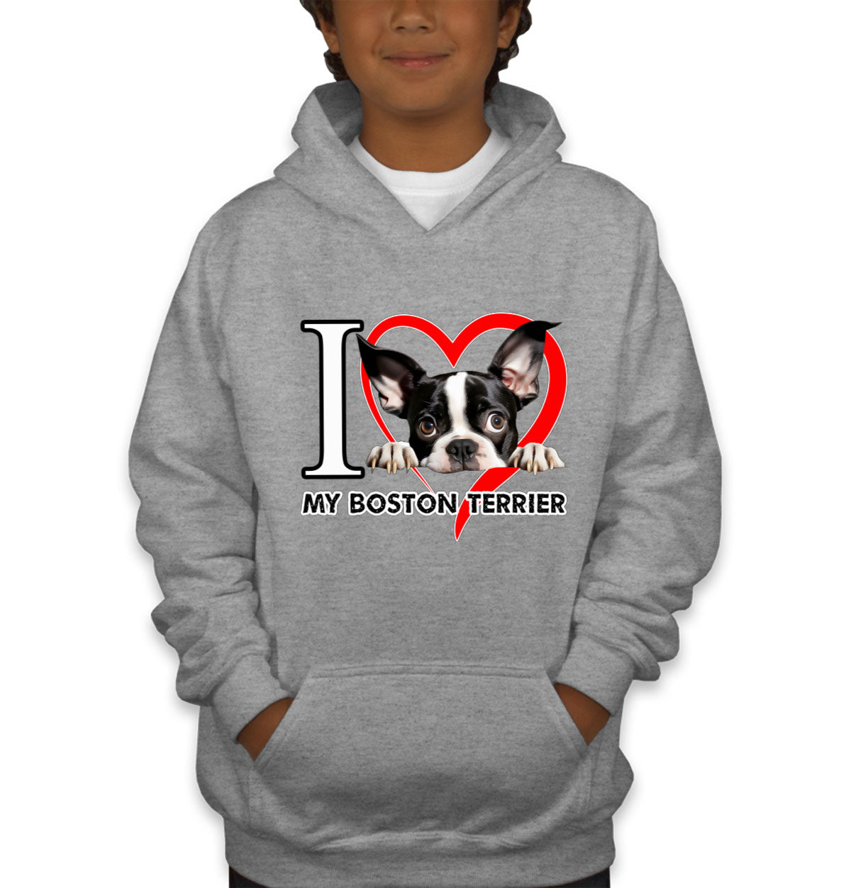 I Love My Boston Terrier Dog Youth Hoodie
