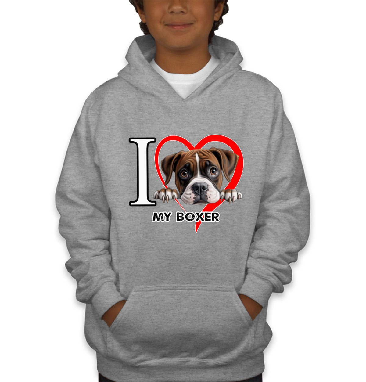 I Love My Boxer Dog Youth Hoodie