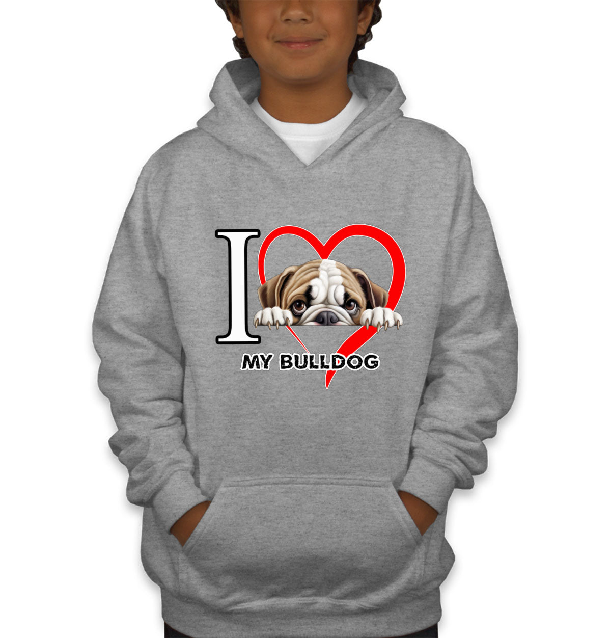 I Love My Bulldog Dog Youth Hoodie