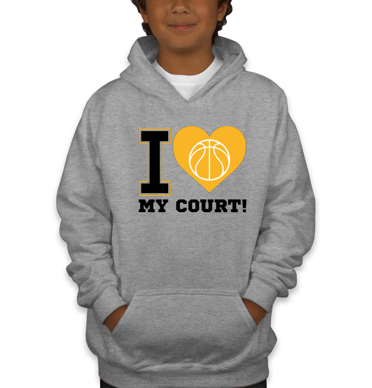 I Love My Court Basketball Youth Hoodie