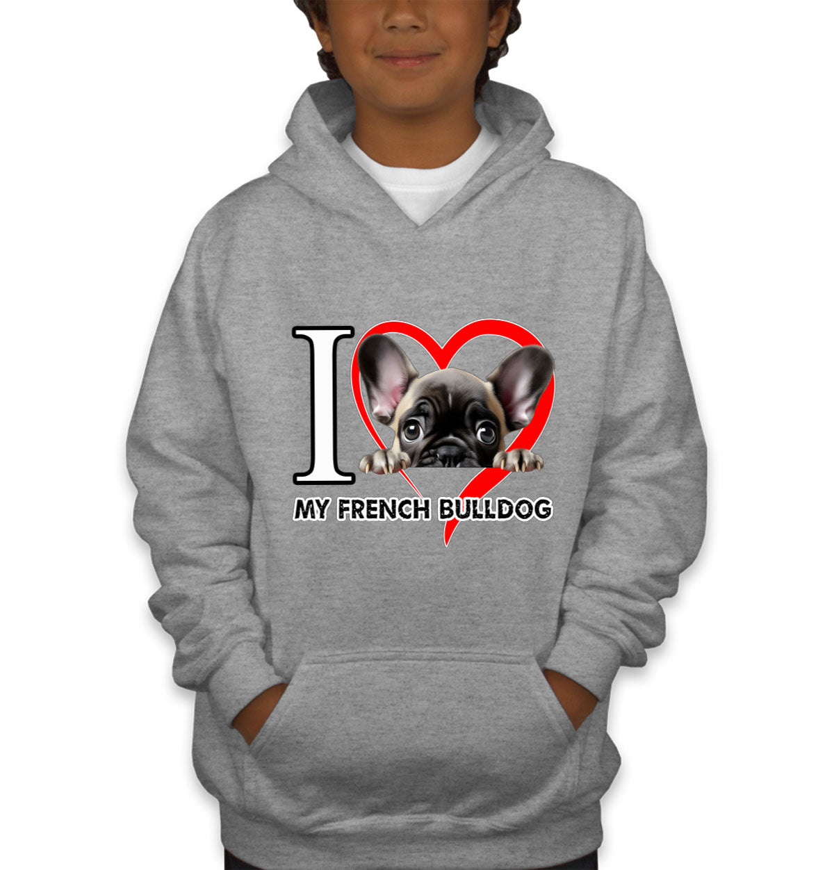 I Love My French Bulldog Dog Youth Hoodie