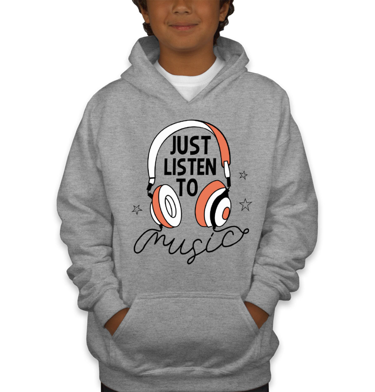Just Listen To Music Headphone Youth Hoodie