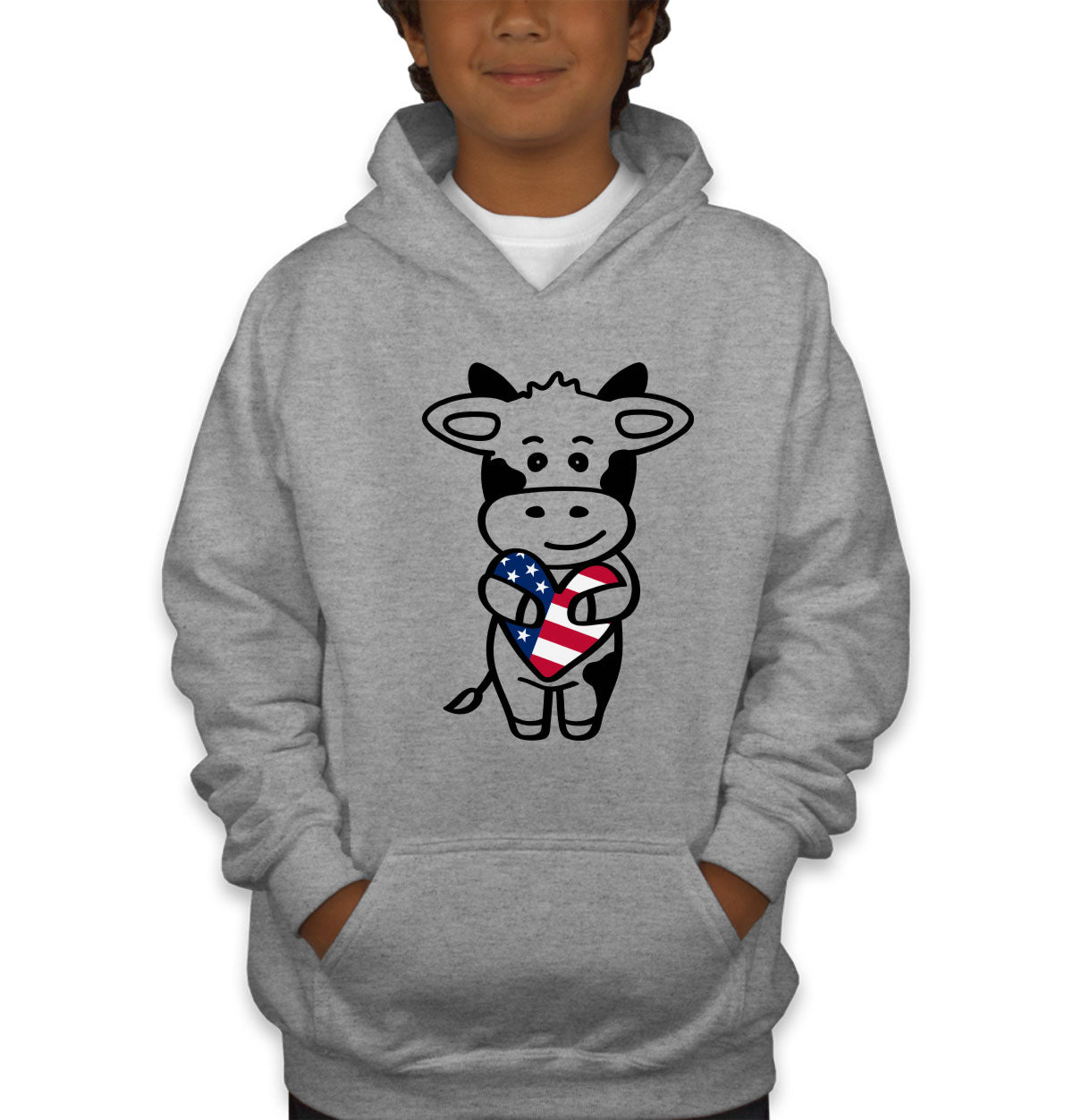 American Cow Patriotic Youth Hoodie