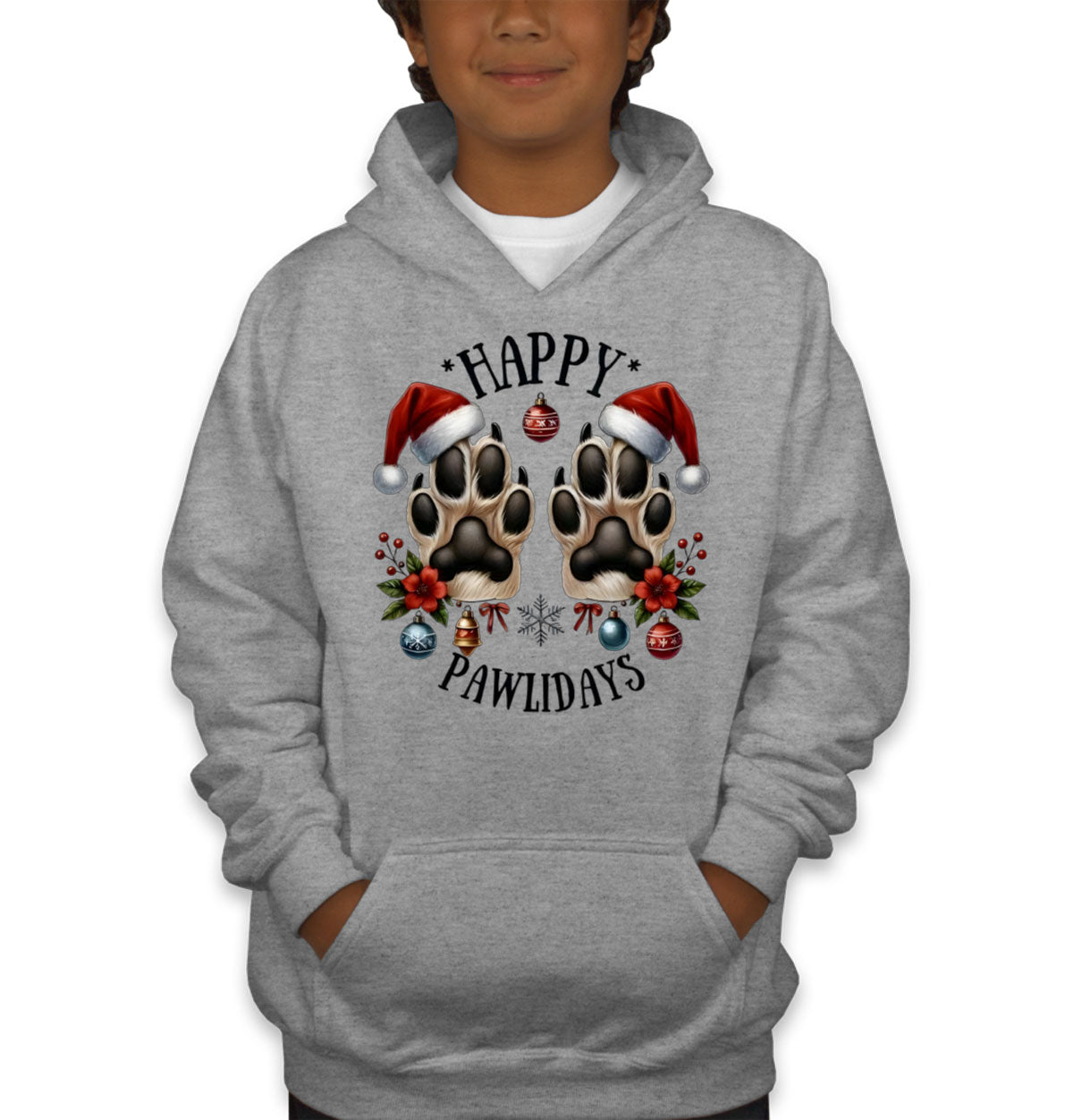 Happy Pawlidays Christmas Youth Hoodie