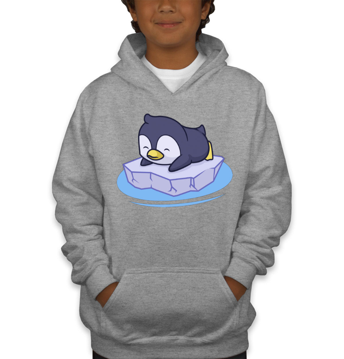 Penguin On Ice Block Youth Hoodie