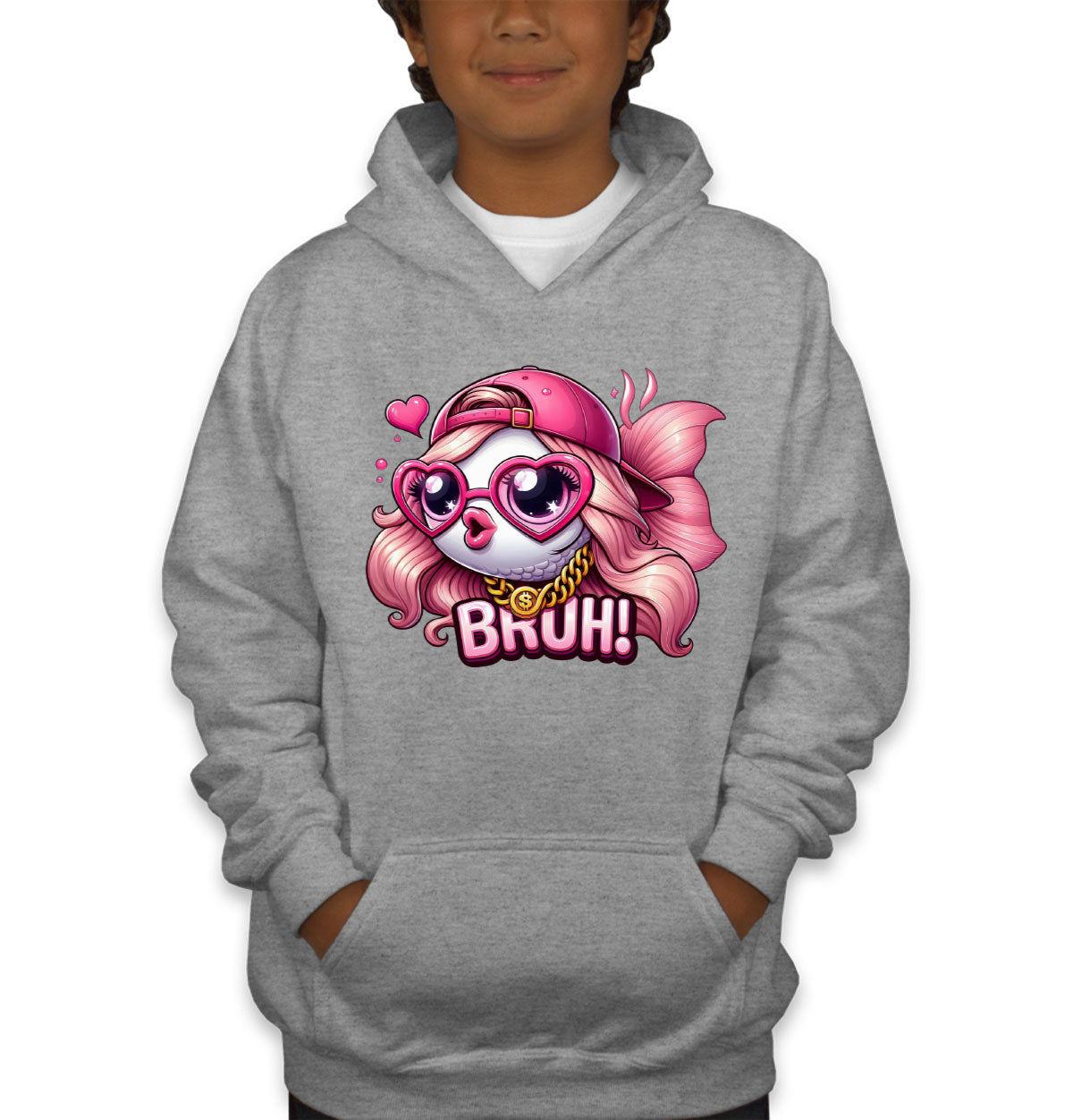 Pink Bass Fishing Youth Hoodie