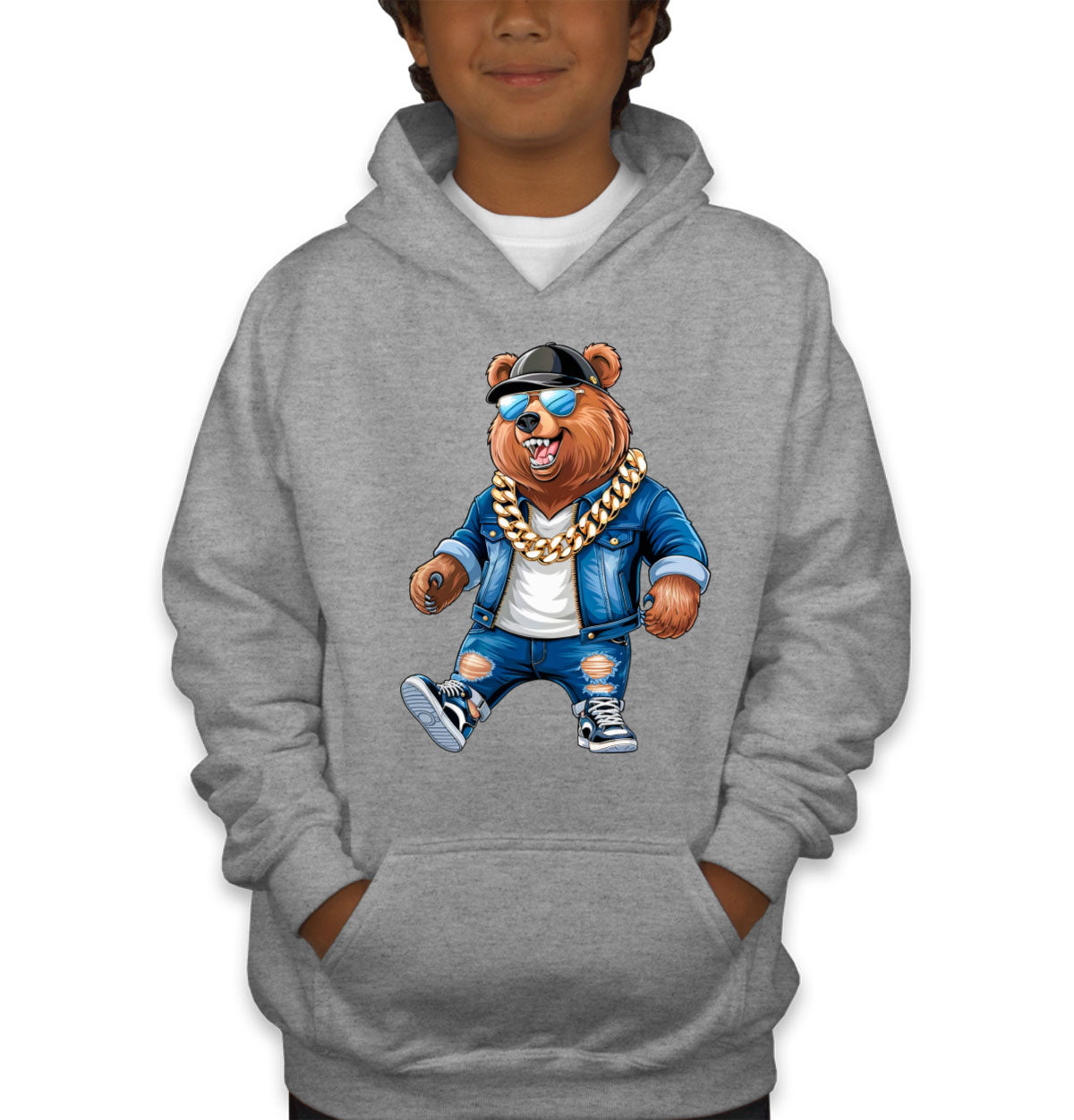 Cool Rapper Bear Youth Hoodie