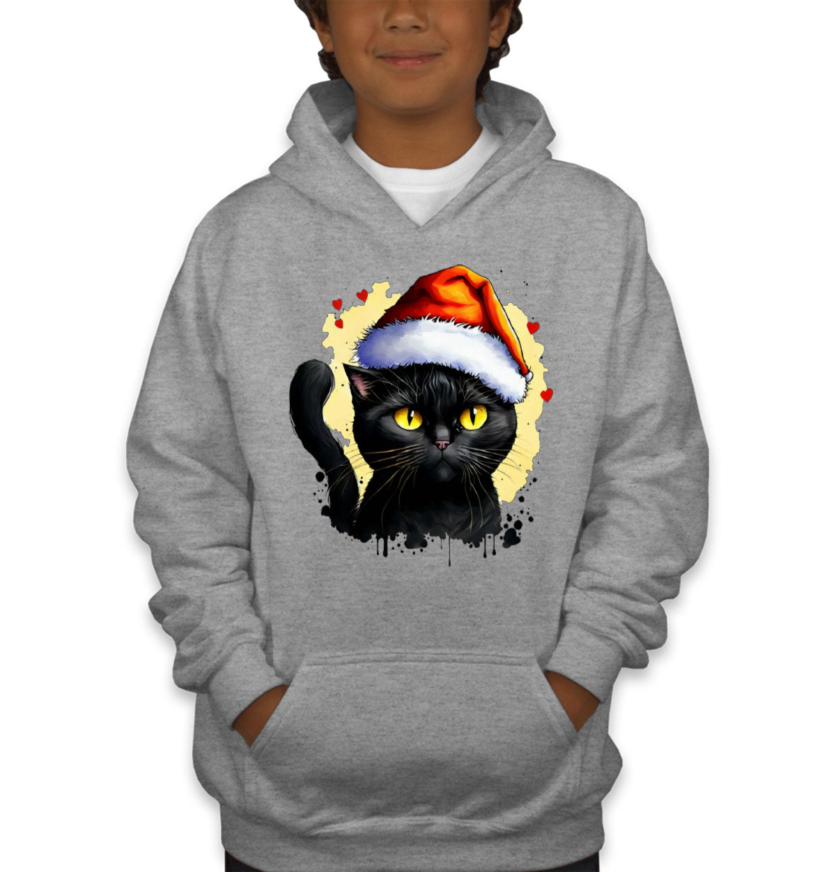 Santa Black Cat Youth Hoodie