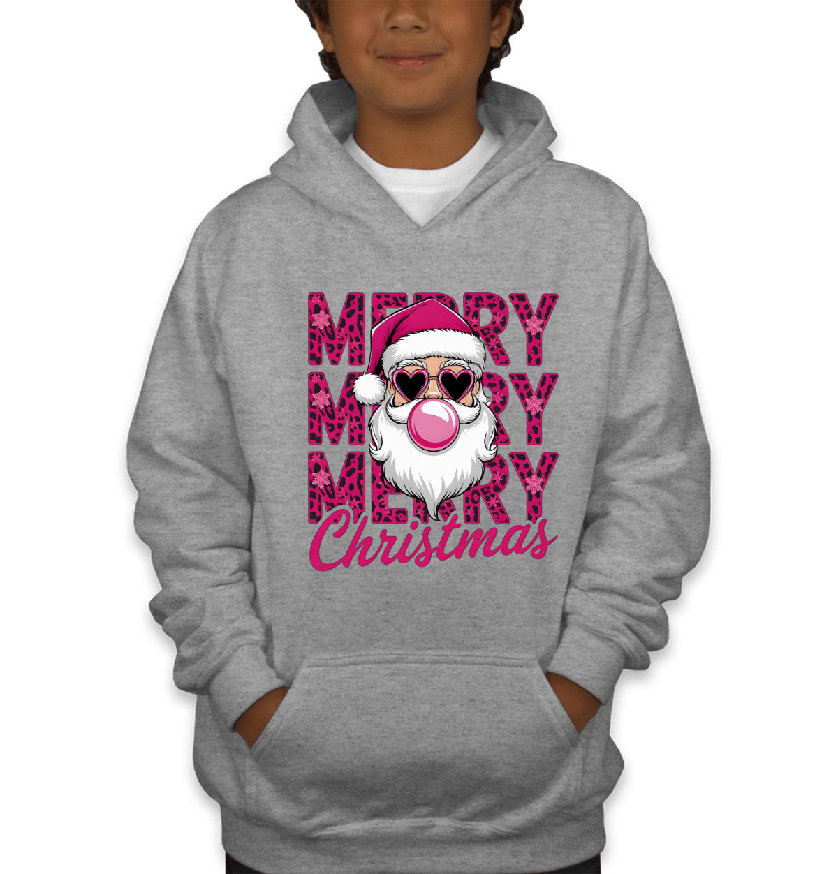 Santa Bubble Gum Merry Christmas Youth Hoodie