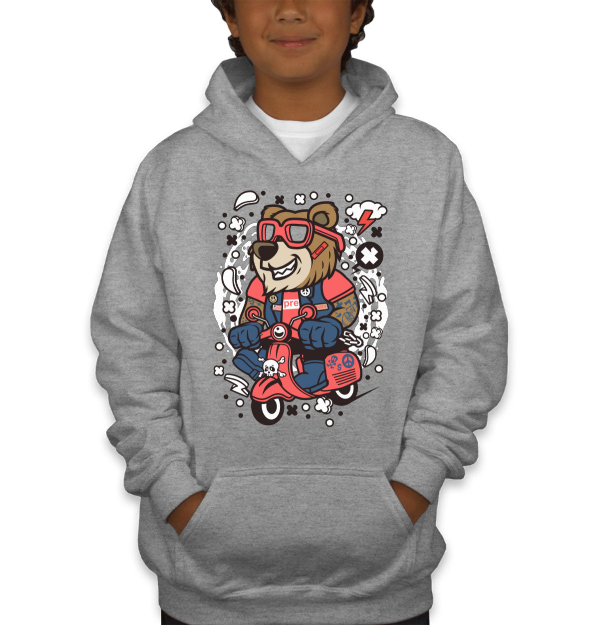Scooter Bear Youth Hoodie