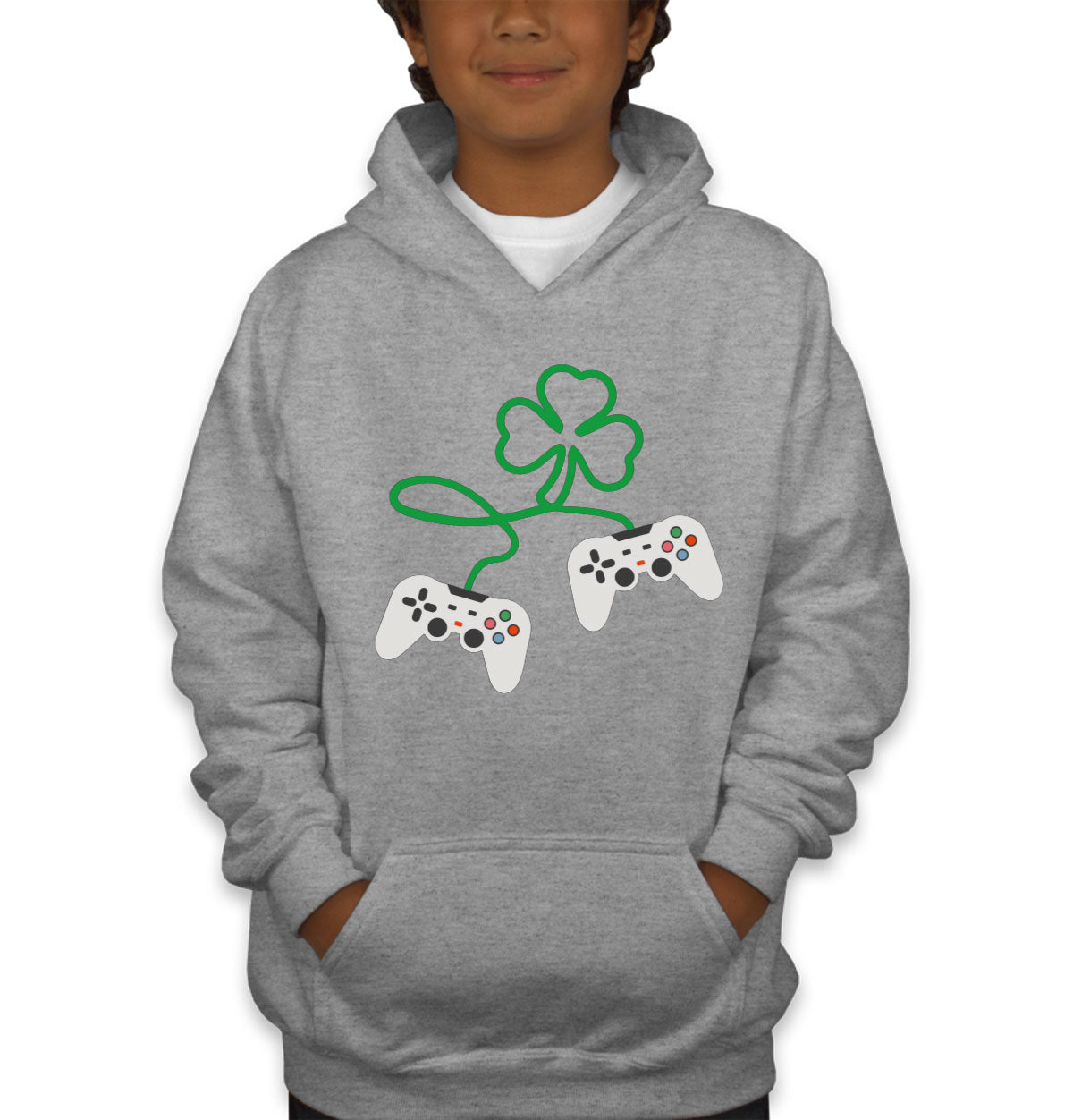 Shamrock Video Gamer St. Patrick's Day Youth Hoodie