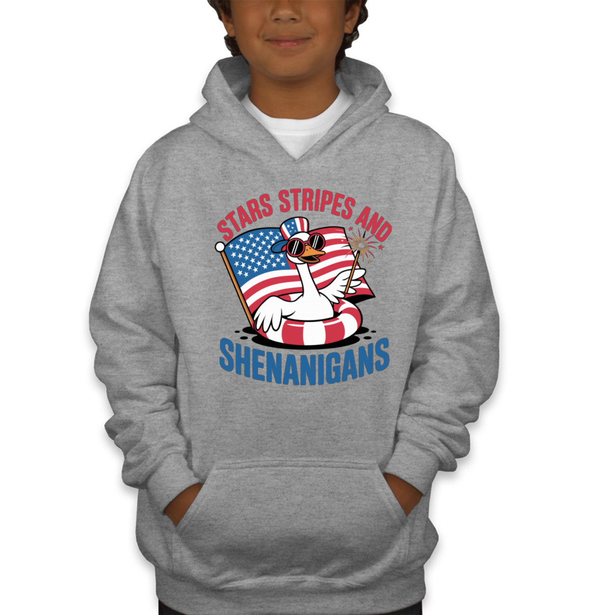 Stars Stripes And Shenanigans Independence Day Patriotic Youth Hoodie