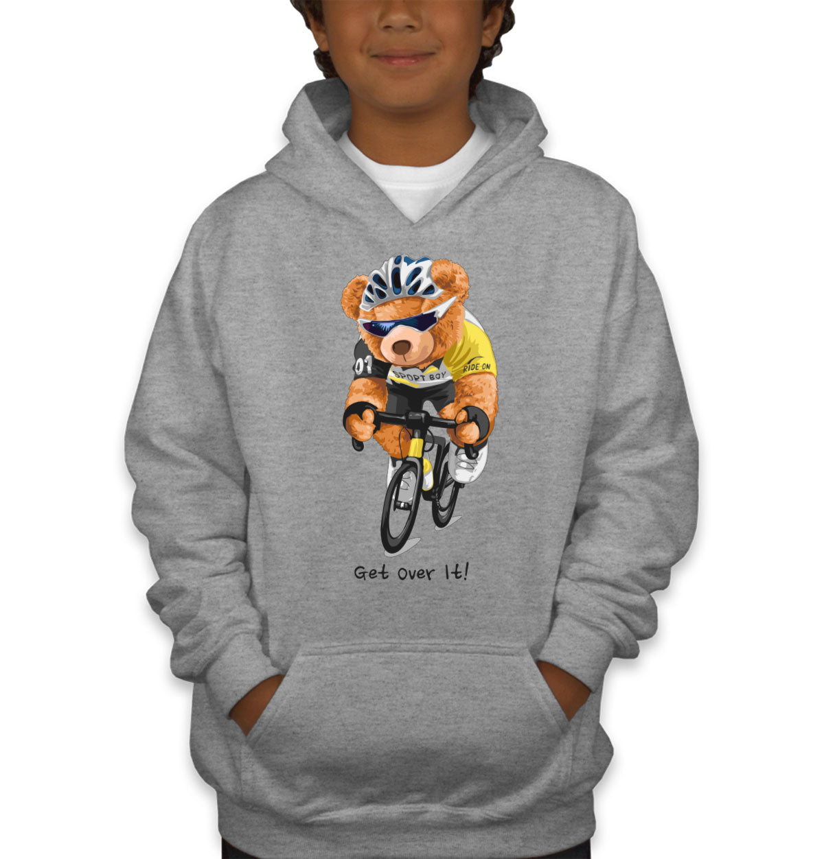 Teddy Bear Biker Get Over It Youth Hoodie