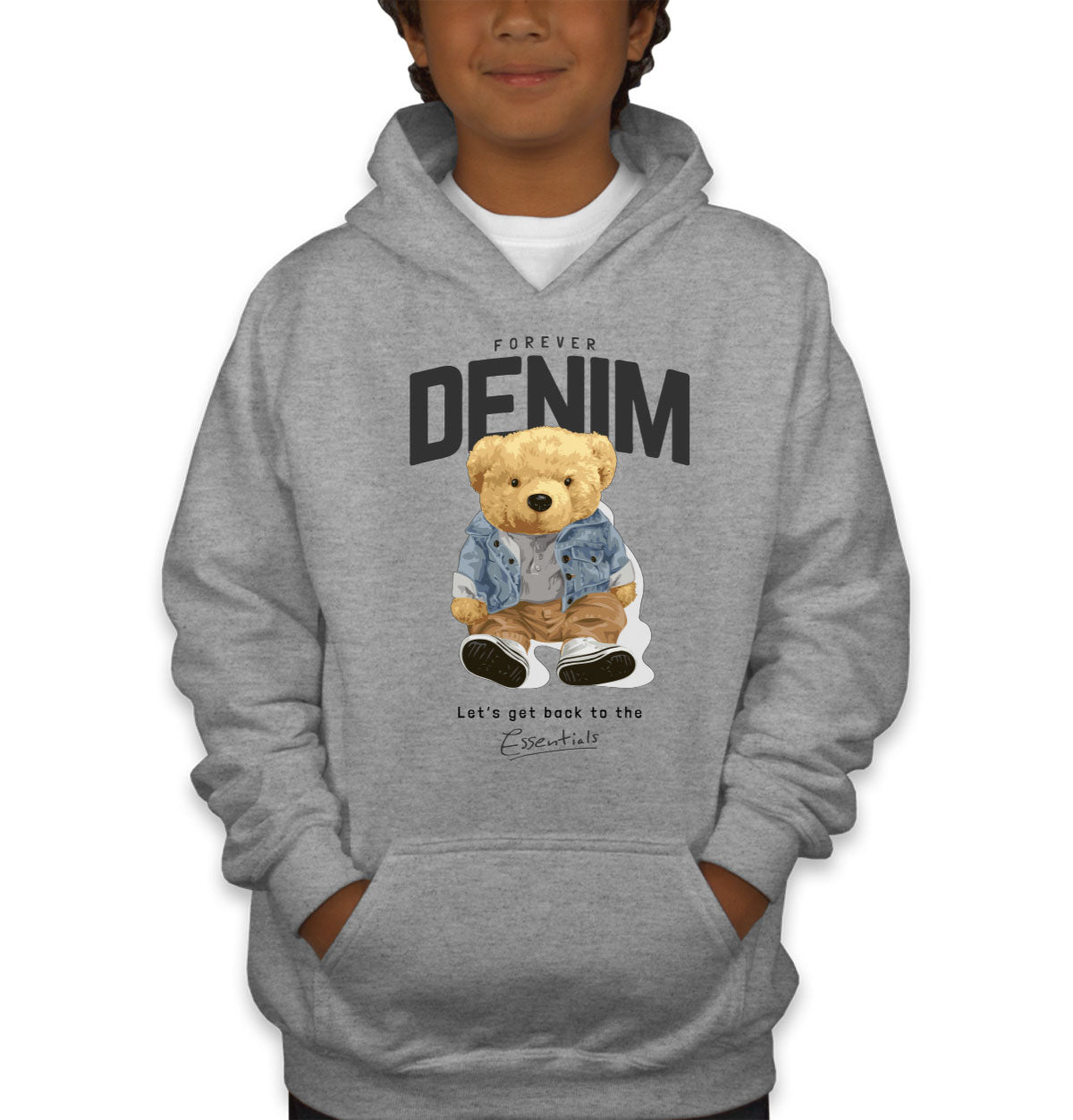 Teddy Bear Forever Denim Youth Hoodie